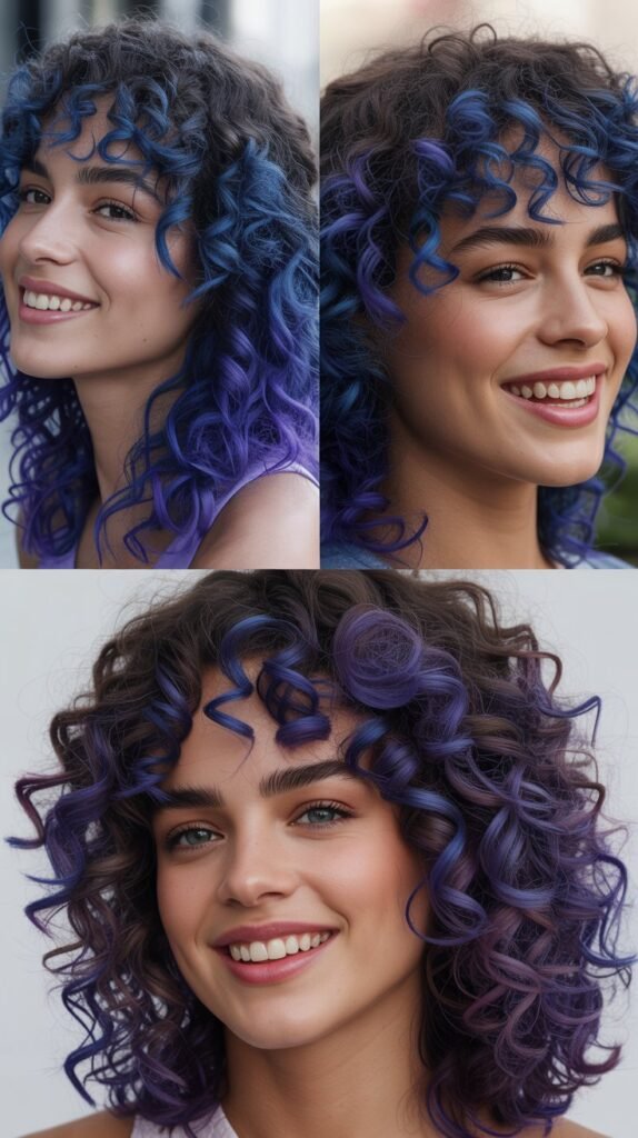 Electric Indigo Full Coverage on Curls