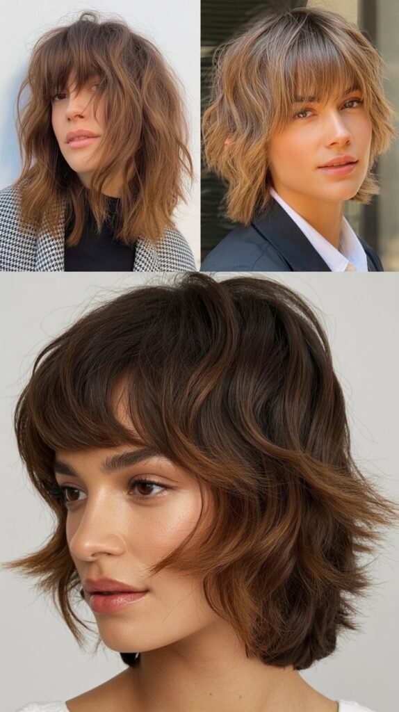 Wispy Bangs With Wolf Cut Layers