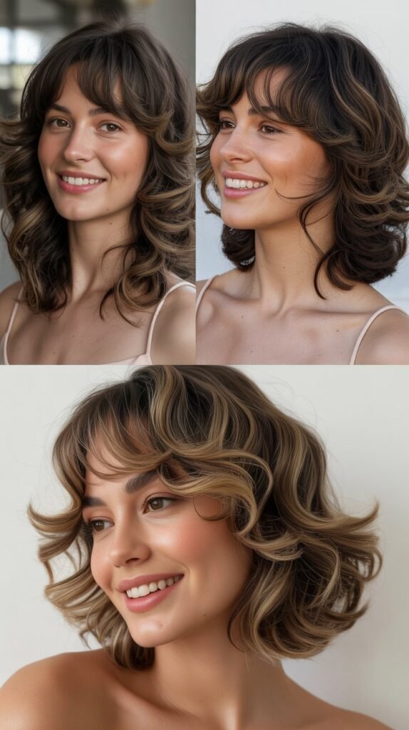 Layered Waves With Baby Bangs