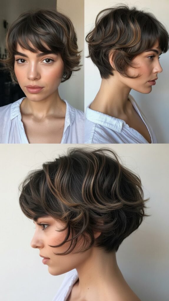 Wispy Bangs With Layered Pixie Bob