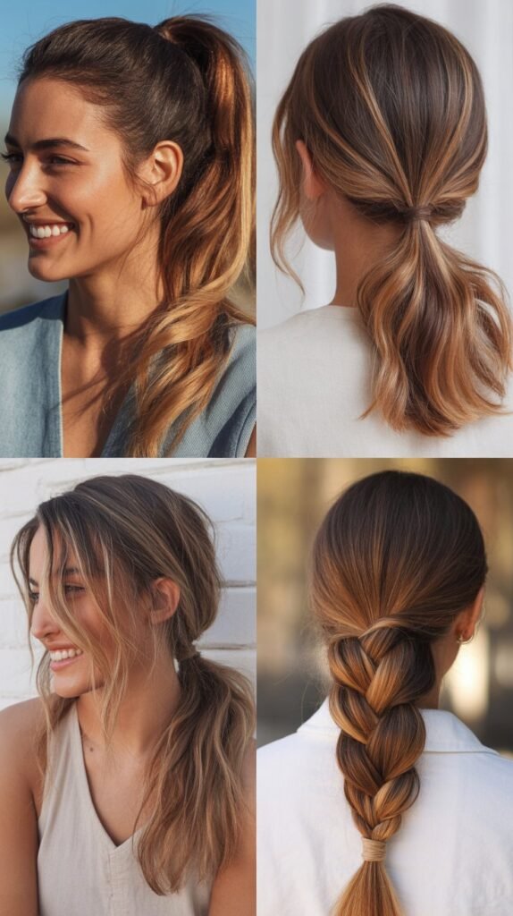  Caramel Streaks Through Ponytails