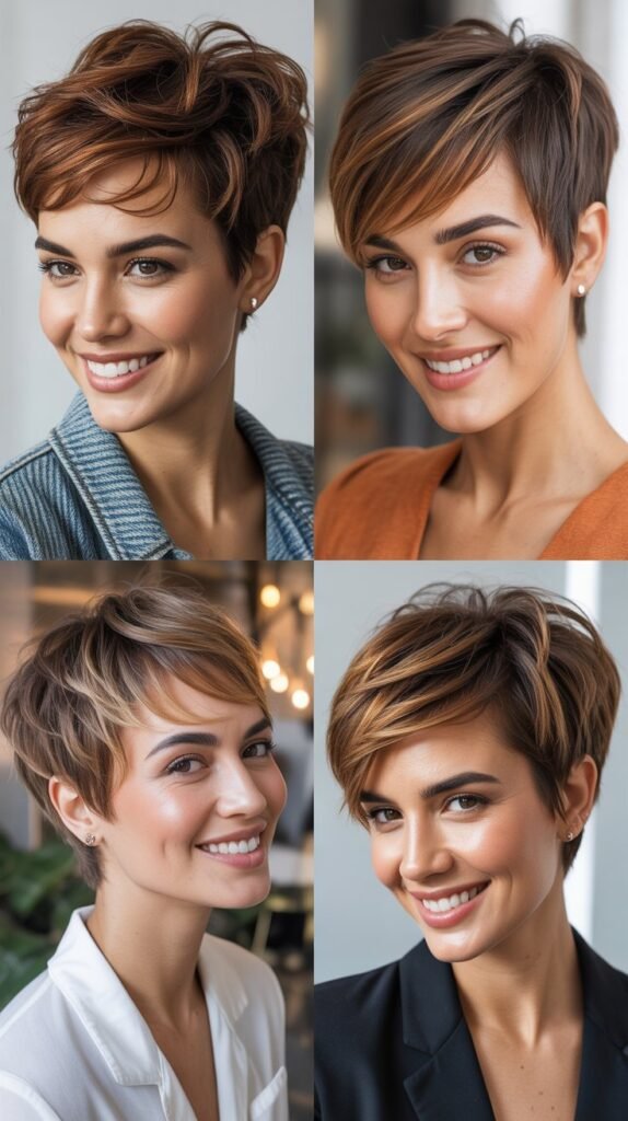 Caramel Highlights on Pixie Cuts