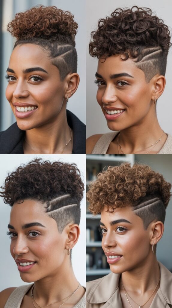  Curly Mohawk Fade Combination   