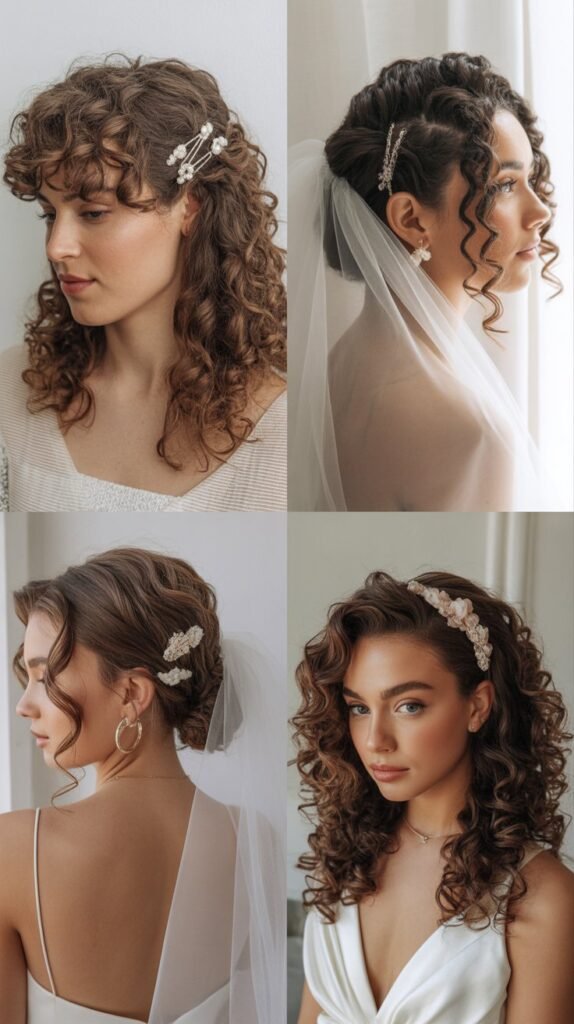  Accessorized Curls With Coordinating Veils