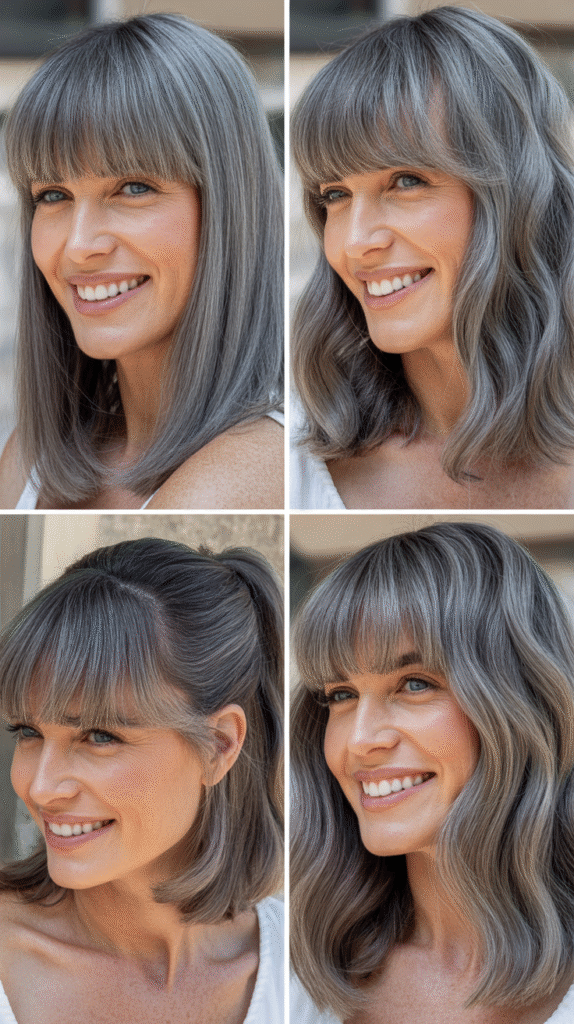 Choppy Layers With Gray Shaggy Bangs