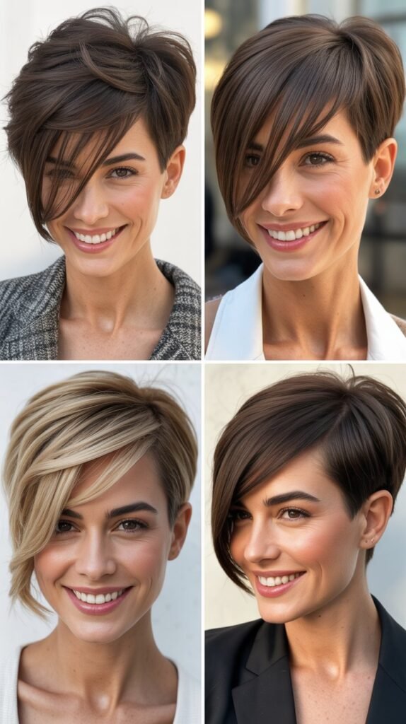  Textured Undercut Pixie With Long Textured Bangs