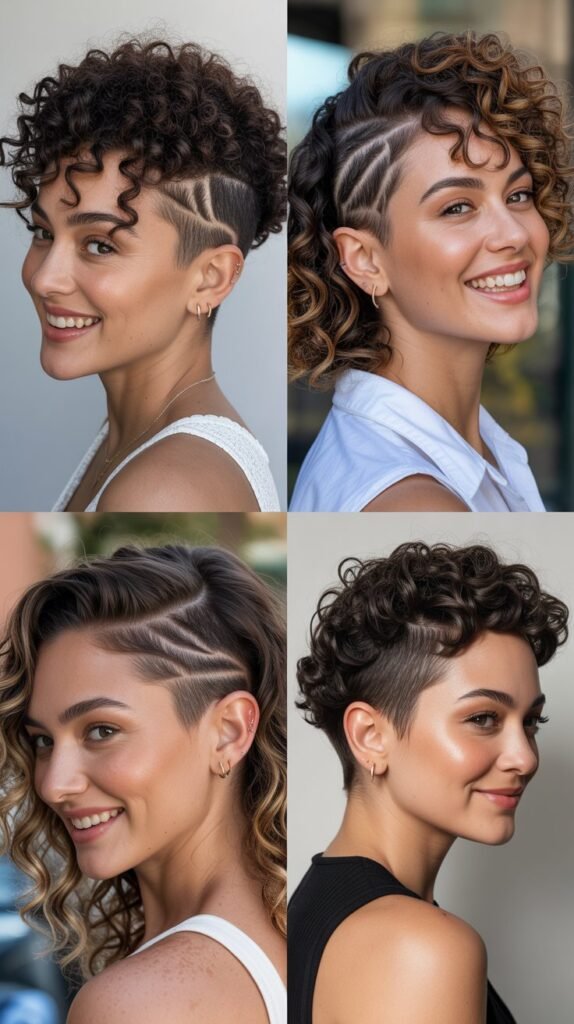  Curly Half-Shaved Style