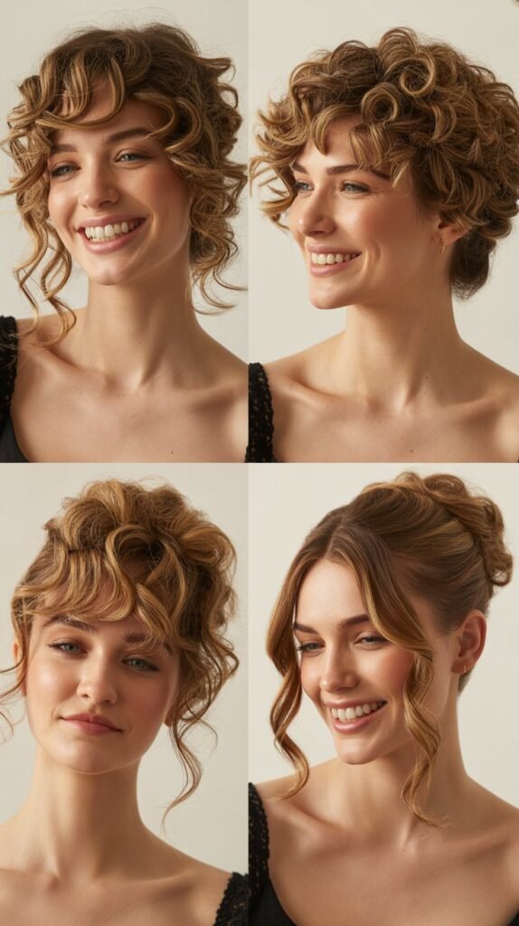  Curly Rolled Updo