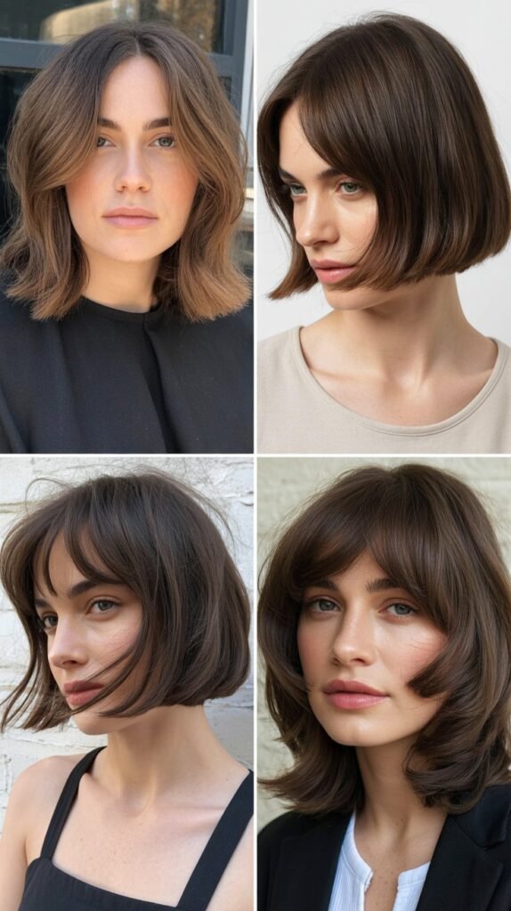 The Blunt Cut with Side-Swept Bangs
