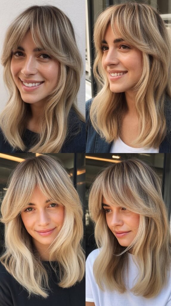 Razored Curtain Bangs with Vanilla Bean Blonde