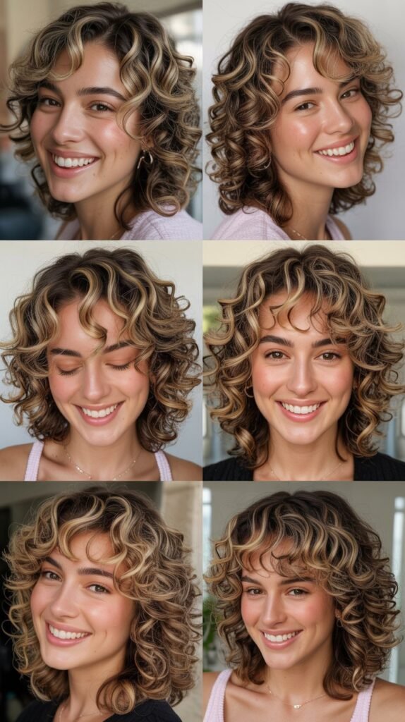 Curly Layers with Blonde Highlights