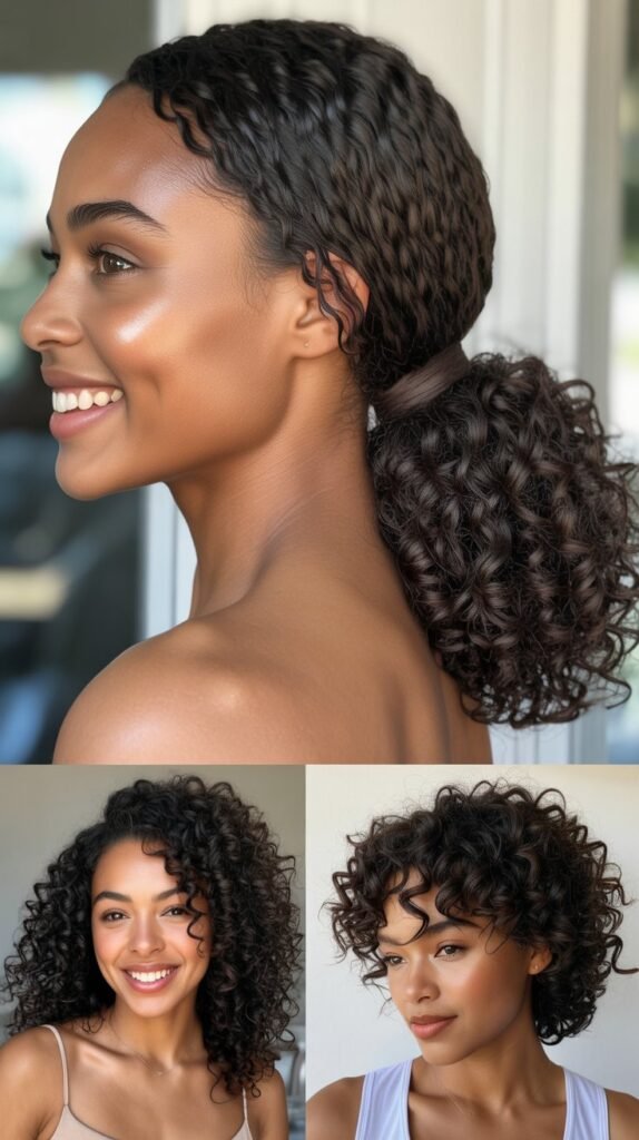 Dark Chocolate Brown Curly Ponytail with Wrapped Base