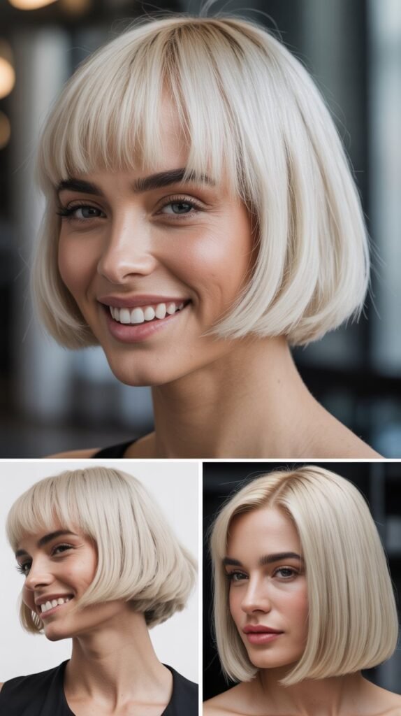 Blunt Cut With Platinum Blonde