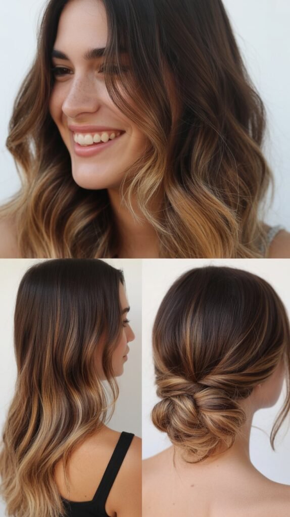 Ombre Effect: Dark Brown to Caramel Gradient