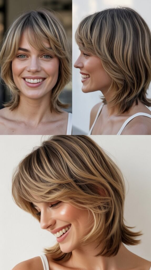 Asymmetrical Wispy Bangs With Graduated Layers