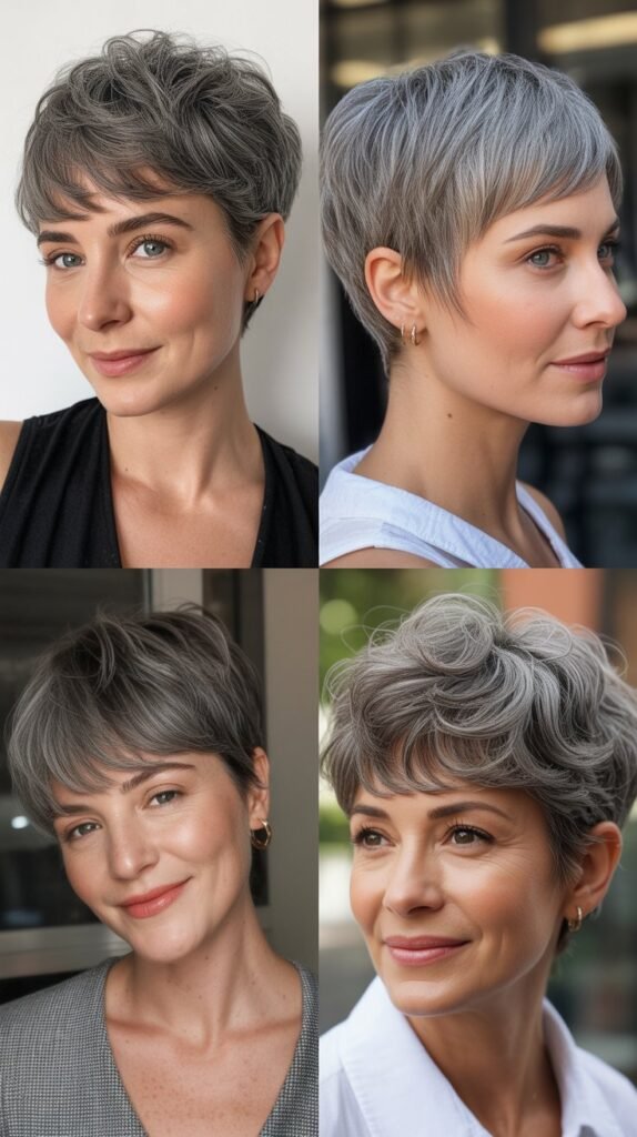  Baby Bangs with Gray Pixie