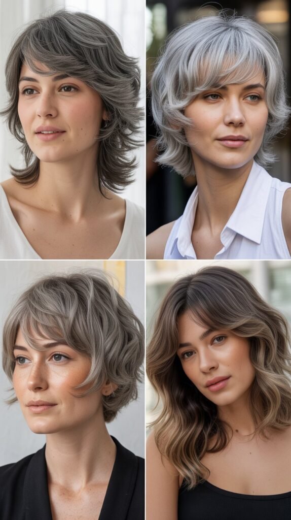 Side Bangs with Gray Shag