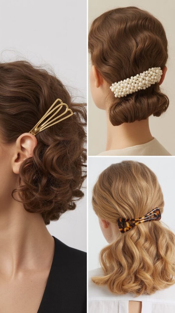 Swept-Back Curls with Statement Barrette