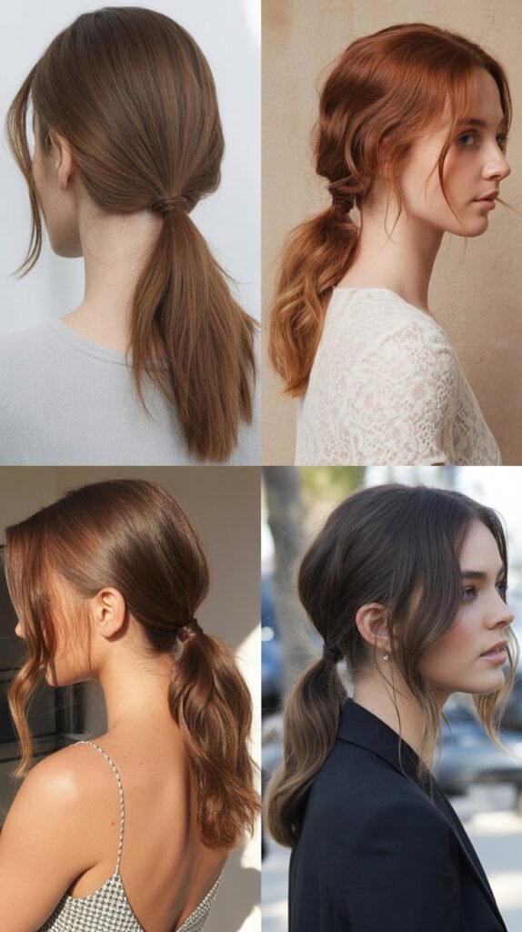 Side-Swept Low Ponytail