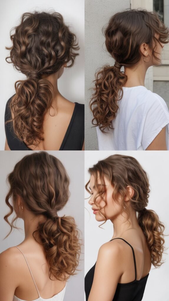  Voluminous Side Ponytail with Curls
