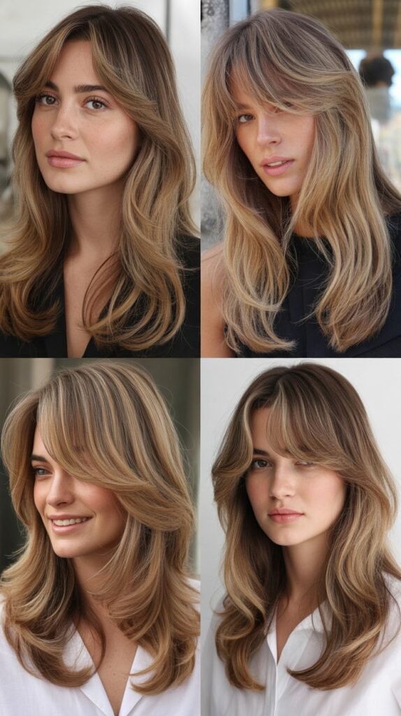 Curved Bangs With Cascading Layers