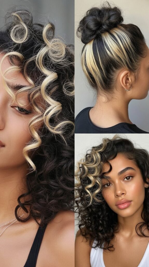 Platinum Blonde Streaks on Dark Coils