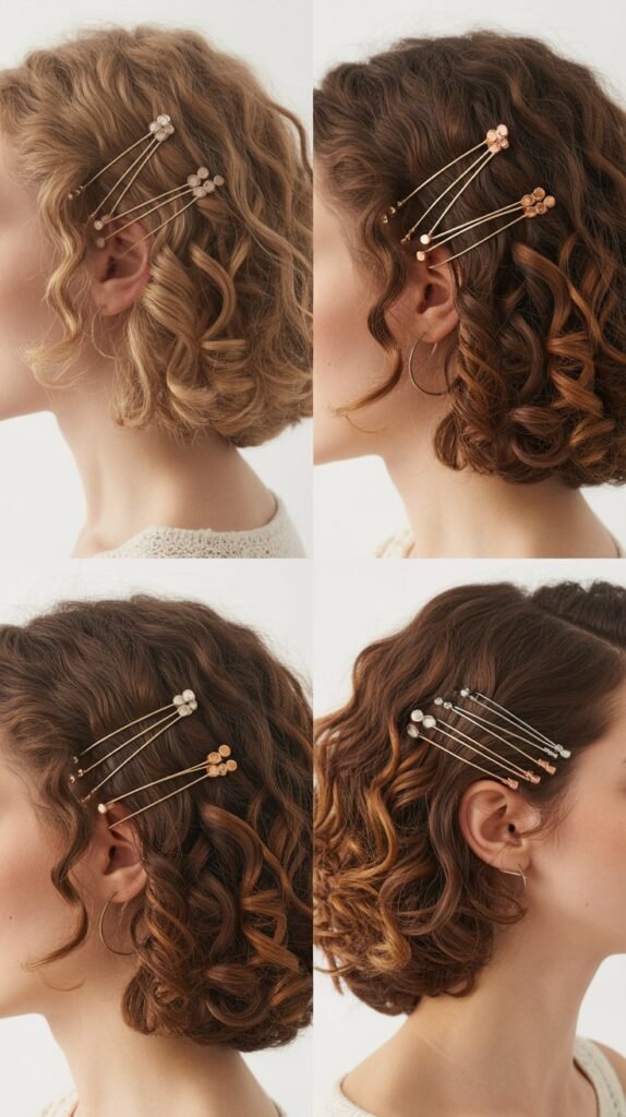 Side-Swept Curls with Bobby Pin Art