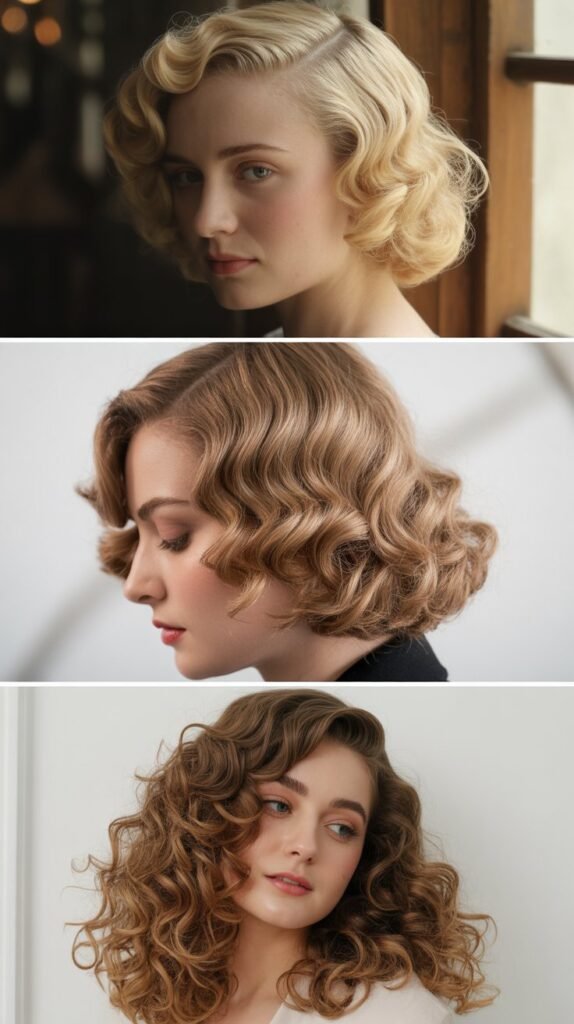 Vintage Finger Waves with Curly Length
