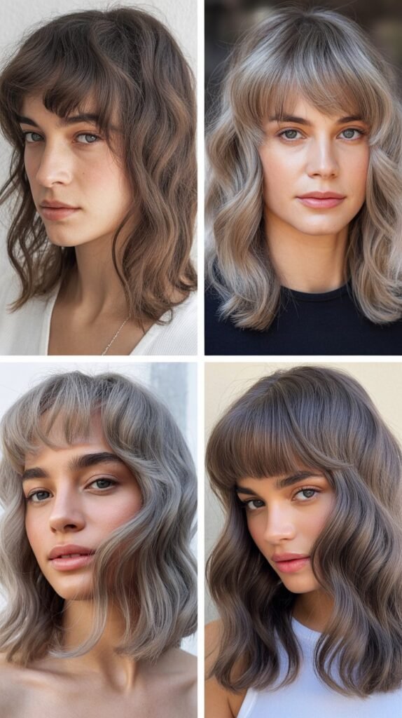 Feathered Micro Bangs With Sterling Silver Medium Waves