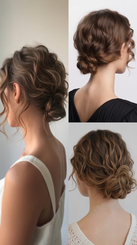 Textured Low Chignon with Curly Accents