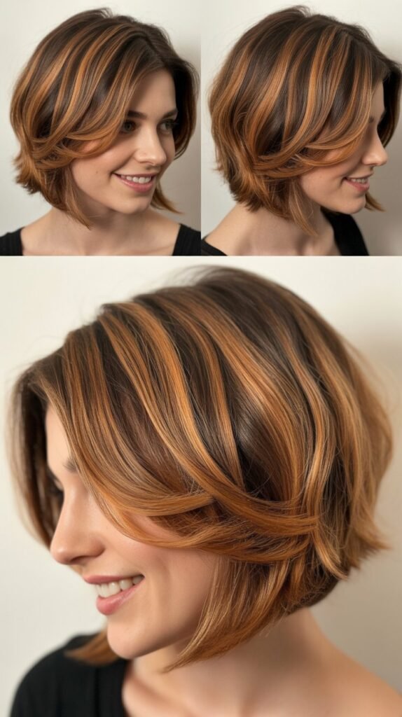 . Copper Penny Highlights with Disconnected Bob Layers