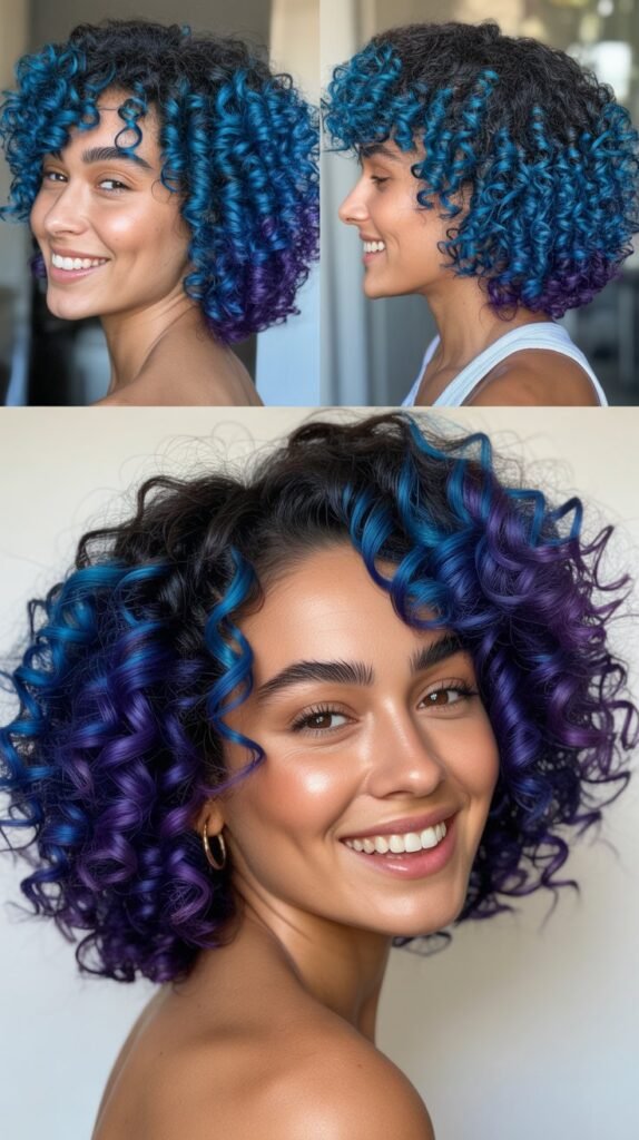 Electric Blue Ombré on Tight Coils