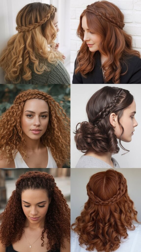 Crown Braid Halo with Loose Flowing Curls