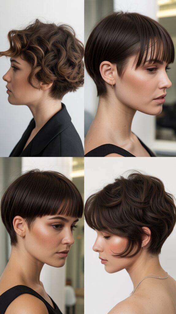 Soft Undercut Pixie With Long Curved Bangs