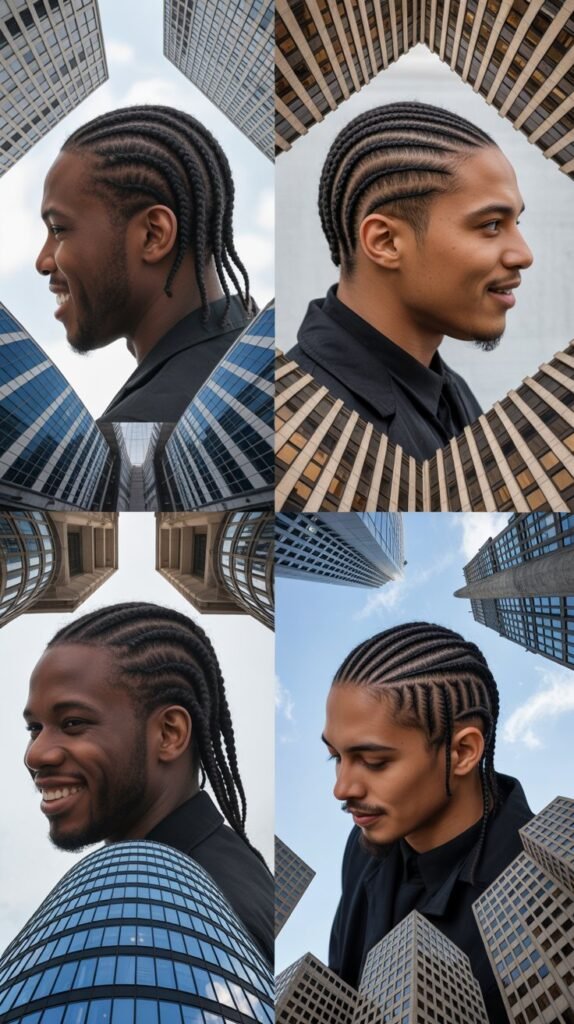 Zigzag Parting with Straight Cornrows