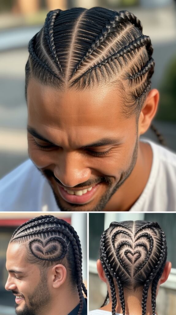 Heart-Shaped Cornrow Designs