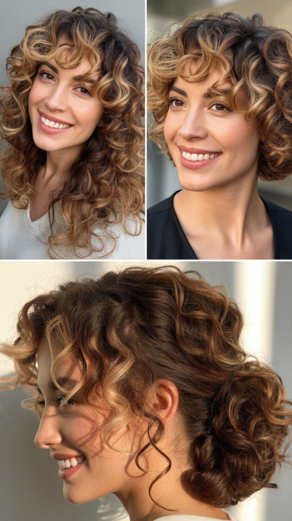 Curly Side Part with Volume