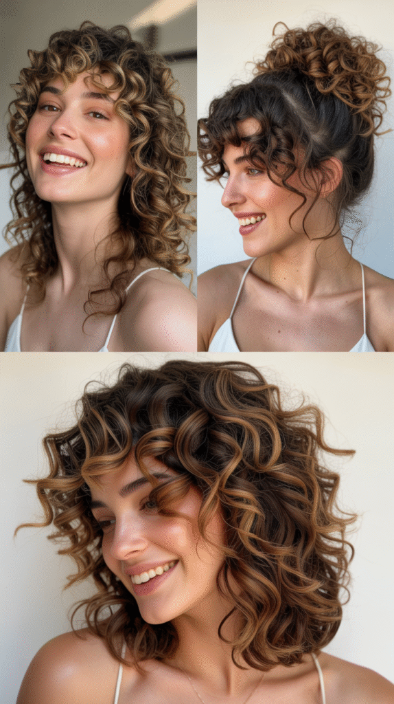 Curly Twisted Low Bun with Pearls