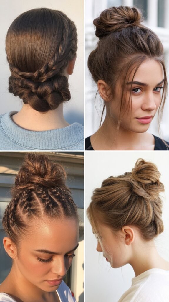 Dutch Braid into Messy Bun