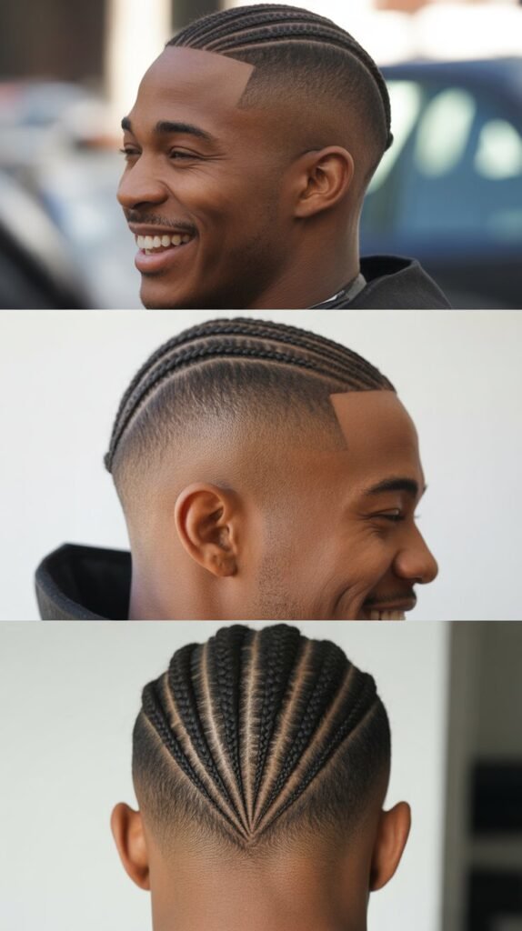  V-Shaped Fade With Converging Back Cornrows