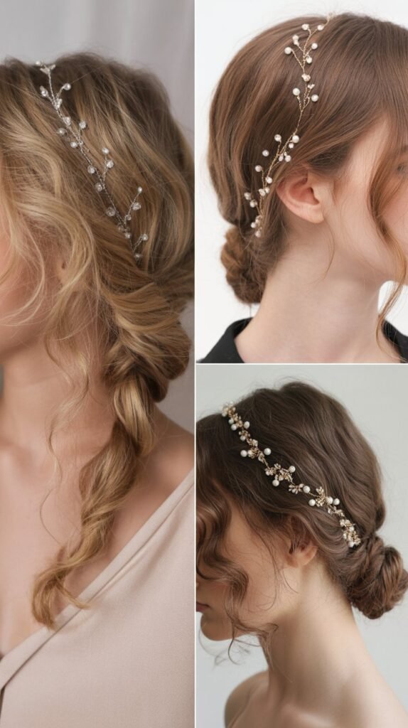 Side Swept with Jeweled Hair Vine