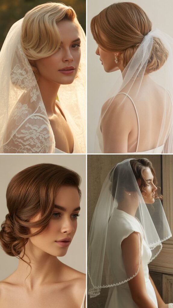Voluminous Side Part with Chapel Veil