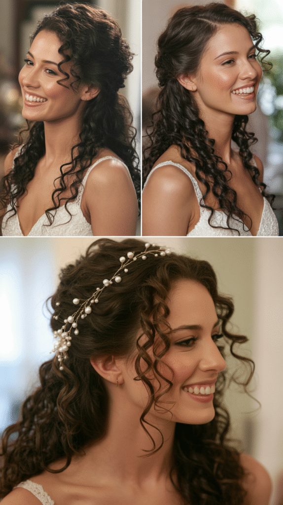Loose Curly Chignon with Ribbon Detail