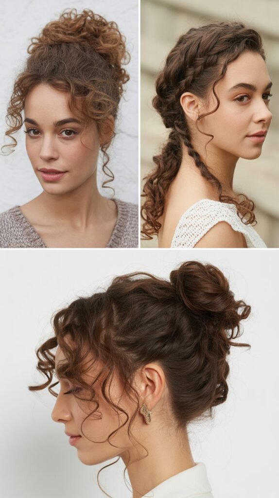 Curly Updo with Cascading Tendrils