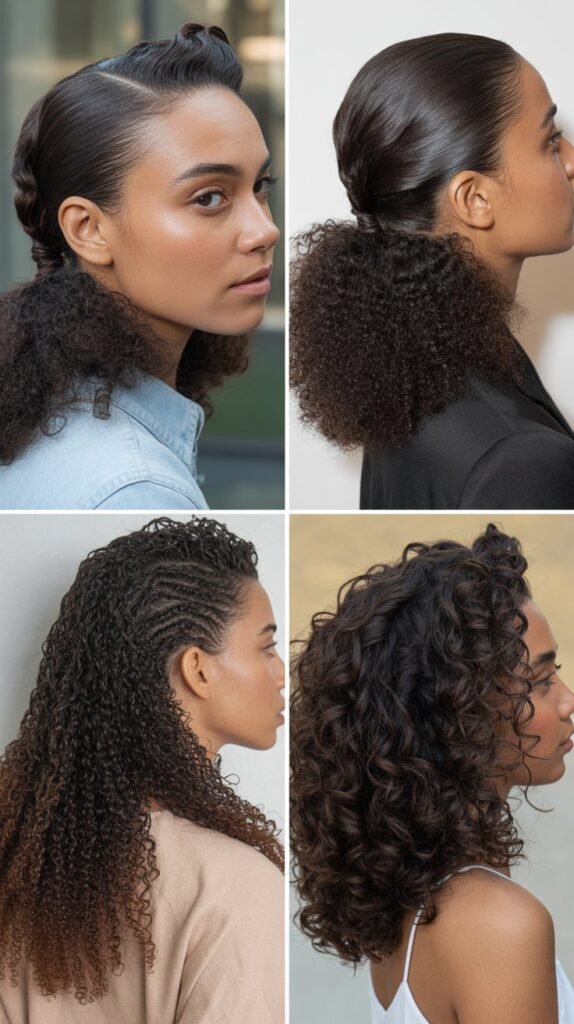 Sleek Front with Voluminous Back Curls