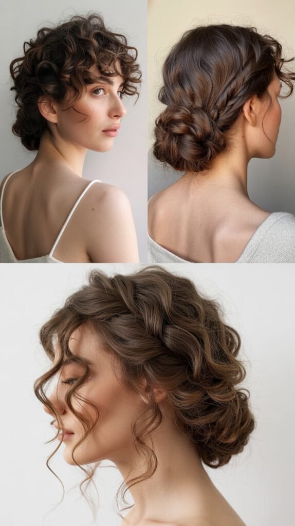  Romantic Curly Chignon with Loose Tendrils