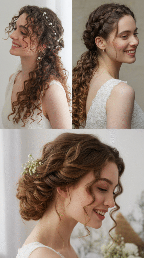 Half-Braided Crown with Loose Curls