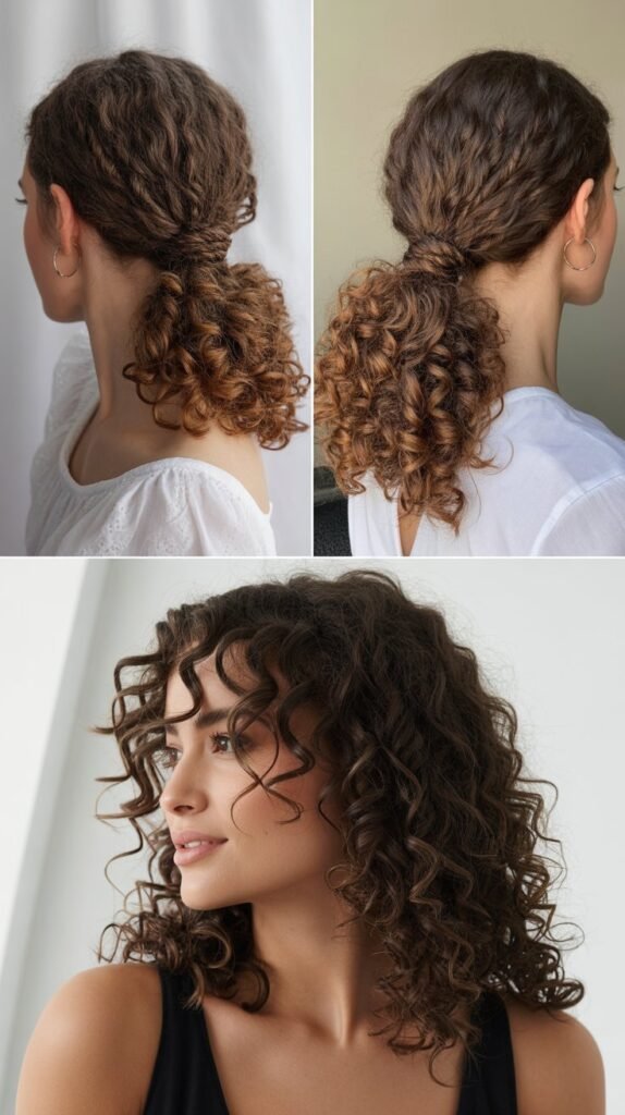 Curly Half-Up with Twisted Back Detail
