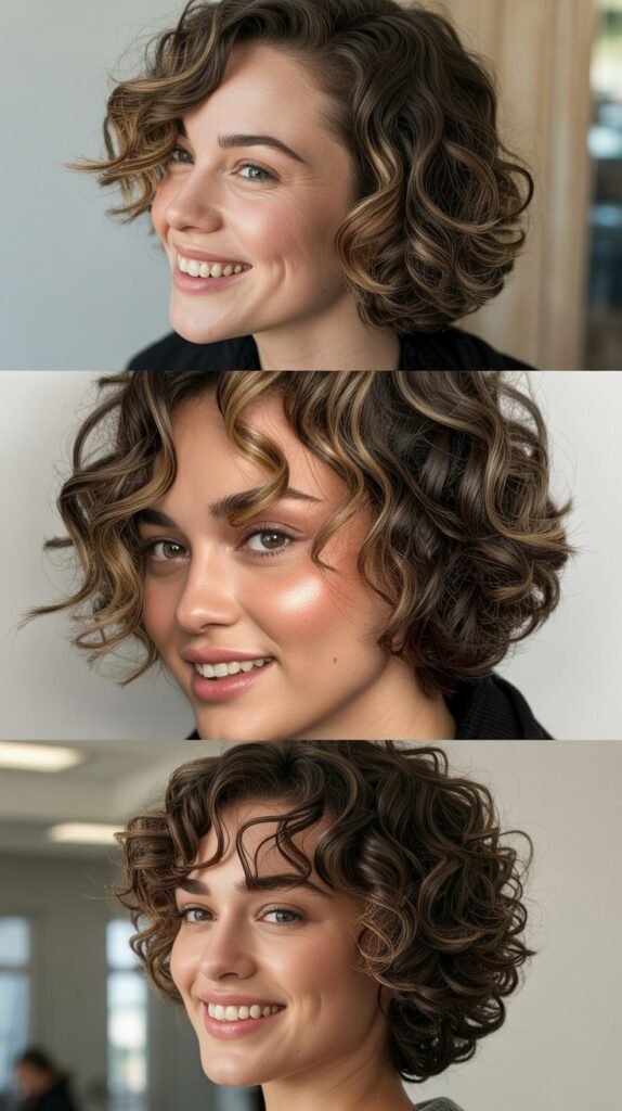 Curly Side Part with Layers