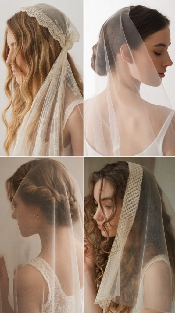 Natural Texture with Mantilla Veil